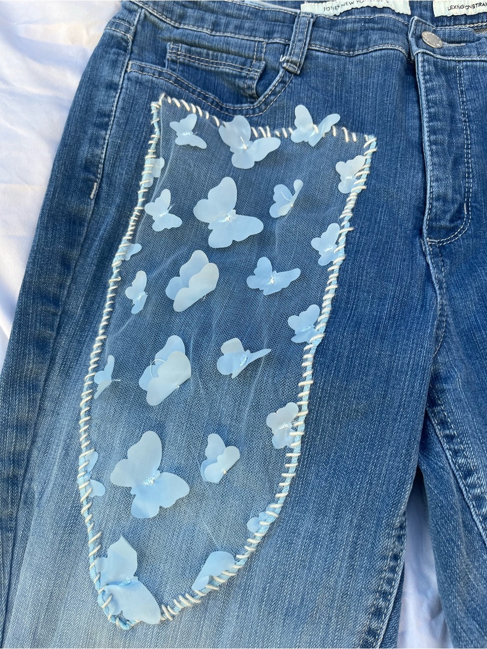 Jones New York OOAK Reworked Butterfly Patch Jeans Ombre Y2K Fairy - Picture 7 of 7